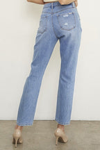 INSANE GENE HIGH RISE DISTRESSED GIRLFRIEND JEANS