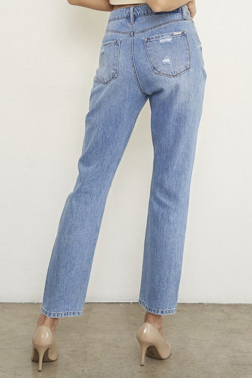INSANE GENE HIGH RISE DISTRESSED GIRLFRIEND JEANS