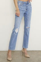 INSANE GENE HIGH RISE DISTRESSED GIRLFRIEND JEANS