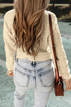 Evie Pearl Buttons Popcorn Textured Sweater Cardig