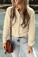 Evie Pearl Buttons Popcorn Textured Sweater Cardig