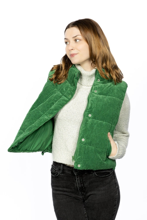 Cropped Corduroy Puffer Vest