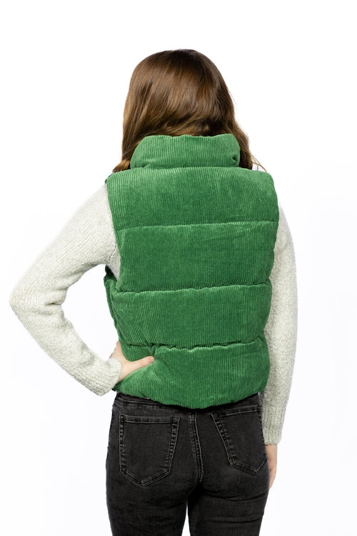 Cropped Corduroy Puffer Vest