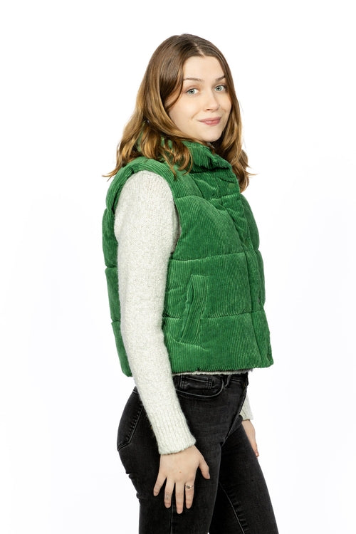 Cropped Corduroy Puffer Vest
