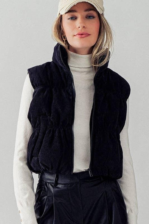 Cropped Corduroy Puffer Vest