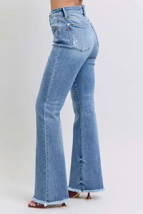 Judy Blue Raw Hem High Rise Bootcut Jeans 82486