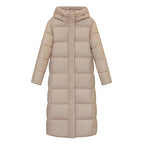 Women's Super Long Down Jacket Winter Puffer Thick Coat Black Red