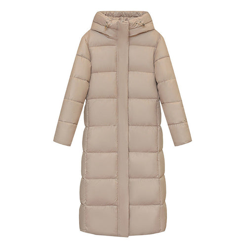 Women's Super Long Down Jacket Winter Puffer Thick Coat Black Red