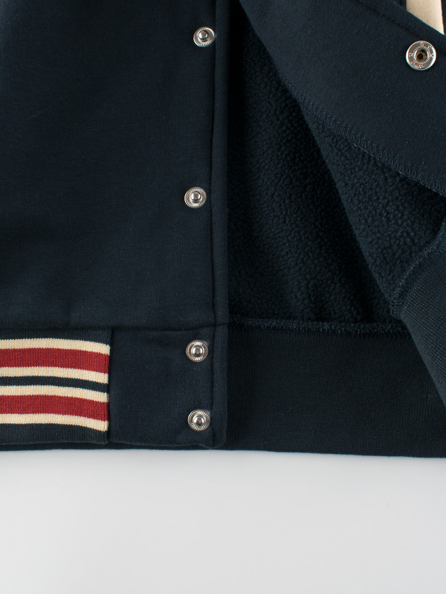 Boys and Girls Teddy Bear and Letters Printed Contrast Design Color Patchwork Single Breasted Striped Baseball Coat