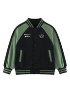 Boys and Girls Letters and Stars Printed Contrast Design Color Patchwork Single Breasted Baseball Coat